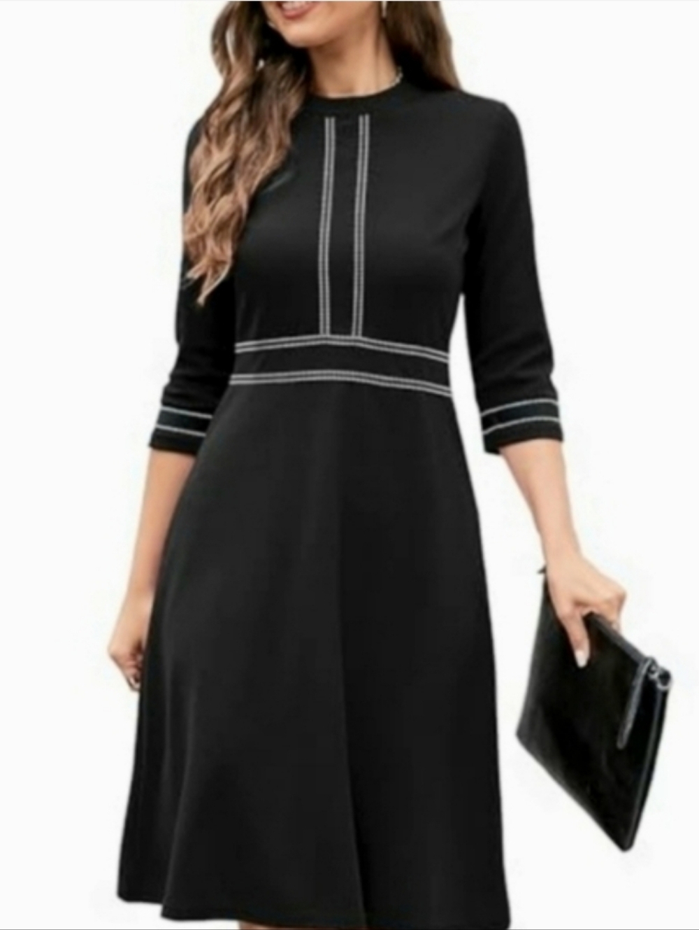 HOMEYEE Vintage Patchwork Aline Dress